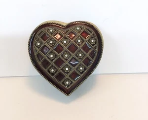 Cloisonné Herz Schmuckschatulle reiches Burgund und Kristalldetails - Bild 1 von 6