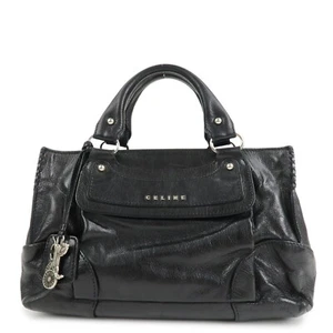 Authentic CELINE Boogie Bag Leather Hand Bag Tote Bag Black Used F/S - Picture 1 of 23