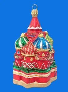 ST BASIL'S CATHEDRAL BASILIUS MOSCOW LANDMARK EUROPEAN BLOWN GLASS ORNAMENT - Picture 1 of 1