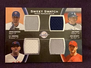 2008 U.D.SWEET SWATCH QUAD. C.C SABATHIA/J.SANTANA/J.PEAVY/J. BECKETT Jersey - Picture 1 of 2