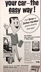 Pubblicità DuPont n. 7 autolavaggio stampa d'epoca 1955 lava la tua auto nel modo più semplice - Foto 1 di 2