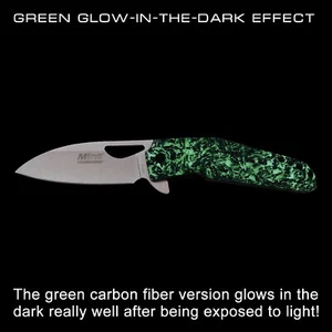 Glow-In-The-Dark Marble Carbon Fiber FrameLock Pocket Knife Ball Bearing Flipper - Picture 1 of 7