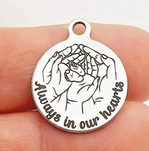 Always in out hearts charms, baby loss Pendants, Jewellery Supplies, Crafts - Picture 1 of 5