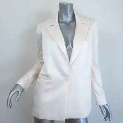 Blazer Alice + Olivia Denny Boyfriend Crema Satinado Talla 0 Chaqueta de Un Botón Foto 1 de 4