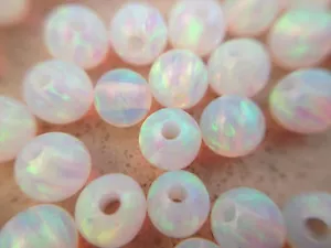 LOT 4MM Round Loose Spacer Beads Full Hole White Opal Lab Gemstone Bead 10 pcs  - Picture 1 of 5