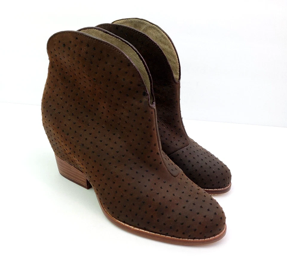 Zapatos botín de cuña ocultos de cuero marrón Matt Bernson para mujer talla 6,5 Foto 1 de 4