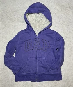 Gap Kids Hoodie Sweater Purple Girls S (6-7)Logo Full Zip Sherpa Lining - Picture 1 of 13