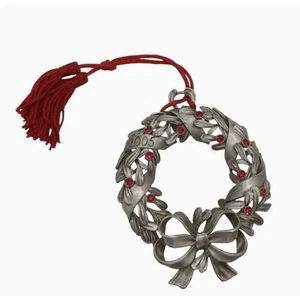 Avon 2005 Ghirlanda di Peltro Decorazione Natalizia Strass Rosso Retrò - Foto 1 di 12