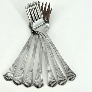 Modern Shell (Stainless) by IMPERIAL INTL Lot of 7 Salad Forks 6.5 Inch Korea - Picture 1 of 10