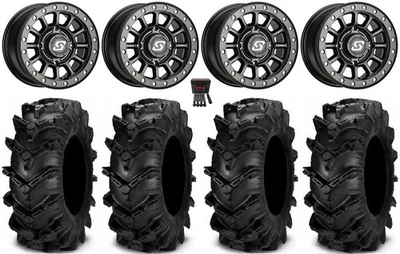 Sedona Sano Bdlk 14" Wheels Bk +30mm 27" Cryptid Tires Polaris RZR Turbo S / RS1 - Image 1 of 4