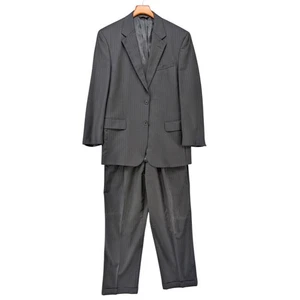 Jos A Bank Executive Suit Mens Black Pinstripe Wool Jacket Size 40R Pants 34x28 - Picture 1 of 15