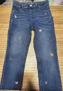 Wonder Nation Girls Size L (10-12) Jegging Jeans Butterfly Embroidery Pull-On - Picture 1 of 3