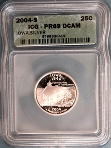 2004-S Silver Proof Iowa Quarter ICG PR-69 DCAM Collectable gift - Picture 1 of 2