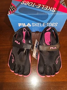 New! Womens Fila Skele-Toes Black/Pink EZ Slide Drainage Shoes. Size 8 New In Bo - Picture 1 of 7