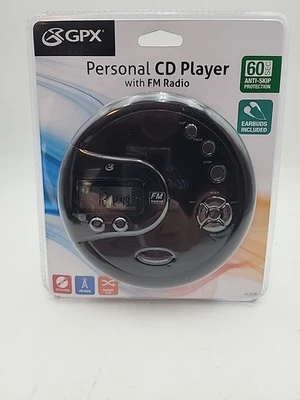 GPX Portable CD Player AntiSkip Protection FM Radio Stereo Earbuds Black New - Image 1 of 4