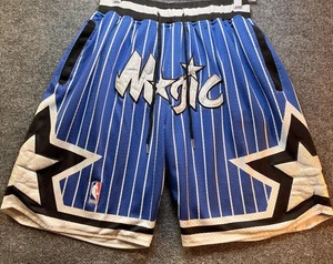 Just Don Orlando Magic 1992-93 Shorts Mens 2XL Blue Pinstripe NBA Made USA - Picture 1 of 14