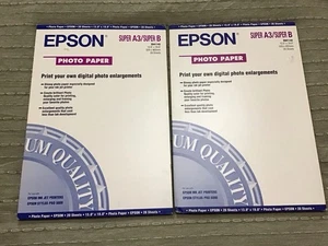 TWO Sealed. 20-Sheet Boxes EPSON Photo Paper Super A3 Super B, 13”x19”, S041143 - Picture 1 of 4