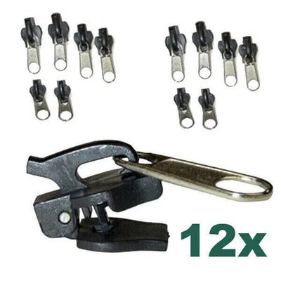 MARKENLOS 12x Universal Reißverschluss Reparatur Set Zipper Schieber Repair Ersatz Head .