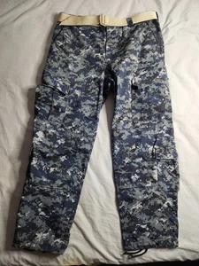 Vintage US Navy Military Camo Pants Trousers Mens Size Large Blue Combat USA EUC - Picture 1 of 11