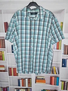 Maine New England XL Check Short Sleeve Shirt – Green Blue Plaid Casual Cotton - Picture 1 of 6