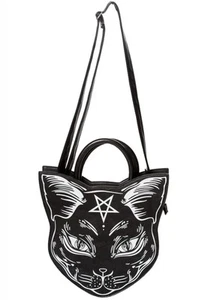 Banned Apparel Nemesis Cat Face Hand Bag with Pentagram Cross Body Goth Wicca - Picture 1 of 6