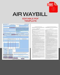 Air Waybill Template | AWB | Air Cargo Document | Editable PDF | All-in-one Logi - Picture 1 of 4
