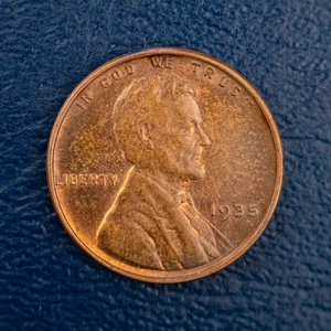Centavo de trigo Lincoln 1935, sin circular, brillo rojo-marrón, tonificado, centavo BU A142 - Imagen 1 de 2