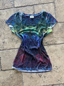 Bunt gemustertes Kurzarm Damen T-Shirt - Bild 1 von 6