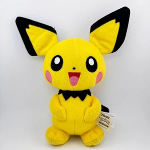 Pokemon Pichu 9" Tomy Pokémon Peluche Peluche Giocattolo 2015 Nero Giallo - Foto 1 di 7