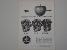 advertising Pubblicità 1961 BOLEX PAILLARD D8L B8L C8SL
