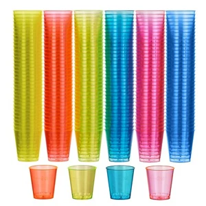 300 Neon Hard Plastic Shot Glasses, Sample Tasting Cups - 30ml - Picture 1 of 8