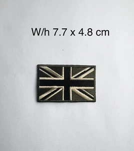 UK Flag Green Patch Union Jack United Kingdom Army Iron on Embroidered Badge - Picture 1 of 2