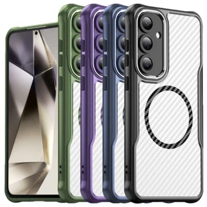 Hybrid Cover für Samsung Galaxy S24 FE MagSafe Carbon Fiber Optik PC TPU Hülle - Bild 1 von 19