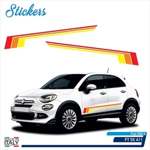 Tiras Adhesivo Lados Lateral Fiat 500x Rojo Amarillo Tricolor - FT 5X A11 - Imagen 1 de 1