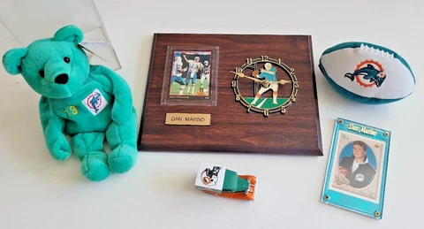 NFL Dolphins Dan Marino Fan Collectibles Lot Clock Bear Matchbox Cards NICE!! Cover