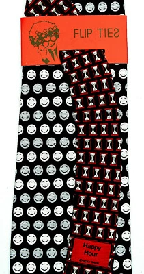 Corbata Happy Hour para hombre seda cara sonriente bartender Vicky Davis corbata cuello abatible  Foto 1 de 3