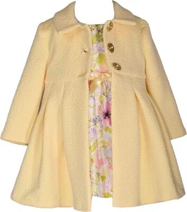 Bonnie Jean Bebé Niñas Sin mangas Floral Shantung Abrigo de Pascua Vestido Amarillo - Imagen 1 de 3