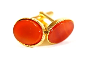 Swank Carnelian Men's Cuff Links Vintage Pigeon Blood Cufflinks - Picture 1 of 6