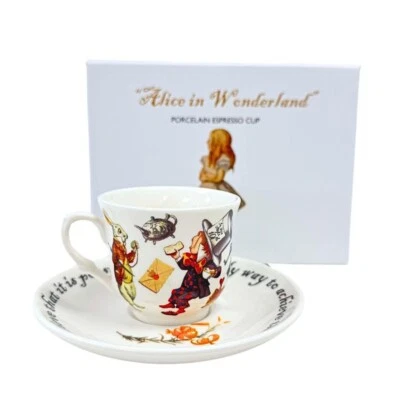 TEA CUPS LONDON Alice In Wonderland Espresso Cup & Saucer Set In Gift Box Espresso Coffee Cups