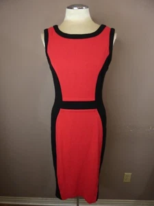 Yoana Baraschi Women's L Knit Sheath Dress Red & Black Sleeveless Stretch - Picture 1 of 9