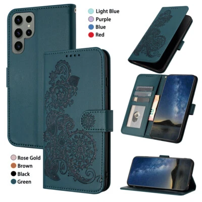 Para Samsung Galaxy S25 S24 S23 S22 S21 S8 Cuero Magnético Abatible Tarjeta Billetera Estuche Foto 1 de 4