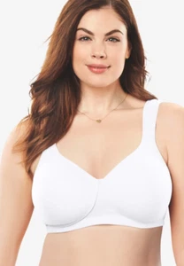 Comfort Choice Cotton Wireless Lightly Padded T-Shirt Bra, White 44C - Picture 1 of 7