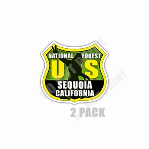 Paquete de 2 pegatinas impermeables Sequoia National Forest California Bigfoot Souvenir - Imagen 1 de 4
