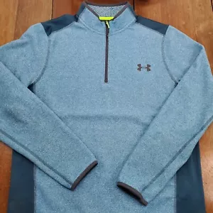 Suéter Under Armour para hombre azul mediano 1/4 cremallera manga larga equipo frío - Imagen 1 de 12