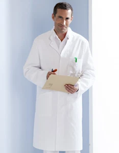 Herren Arztkittel Laborkittel Berufsmantel Exner Weiß Mischgewebe S - 5XL - Bild 1 von 4