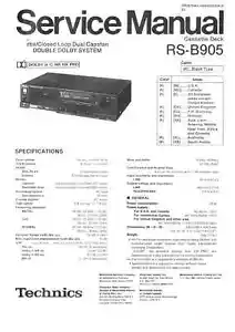 TECHNICS RS-B905 RS B 905 - CASSETTE DECK - SERVICE MANUAL + SUPPLEMENT - DBX - Foto 1 di 1