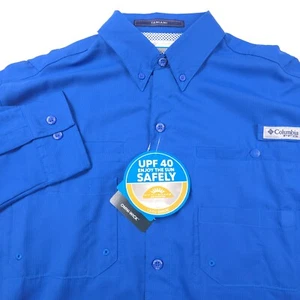 Columbia PFG Tamiami II Vivid Blue Long Sleeve Fishing Shirt Mens Size XL - Picture 1 of 17
