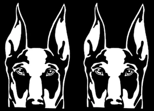 Doberman Pinscher Two Pack 6" White Vinyl Decal Car Truck Windows Mirror Wall - Picture 1 of 3