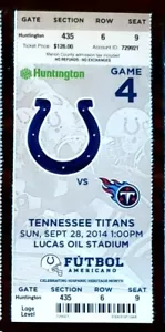 INDIANAPOLIS COLTS 2014 TICKET STUB v TENNESSEE TITANS - MINT! - Picture 1 of 1
