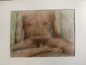 FRANZ EHMKE 1928-2018 DDR MALER PASTELL SITZENDER AKT MANN KÖRPER °SELTEN - Bild 1 von 4
